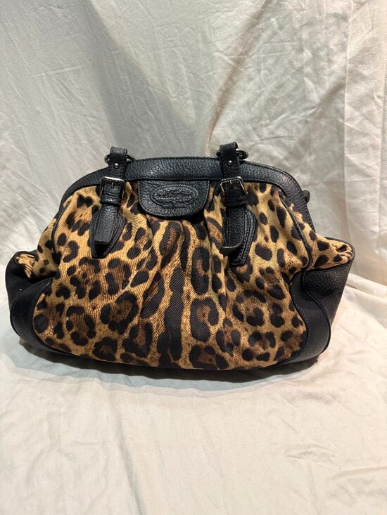 Dolce & Gabbana Handbags - Dolce Gabbana Animalier Leopard Satchel Black Calfskin Trim